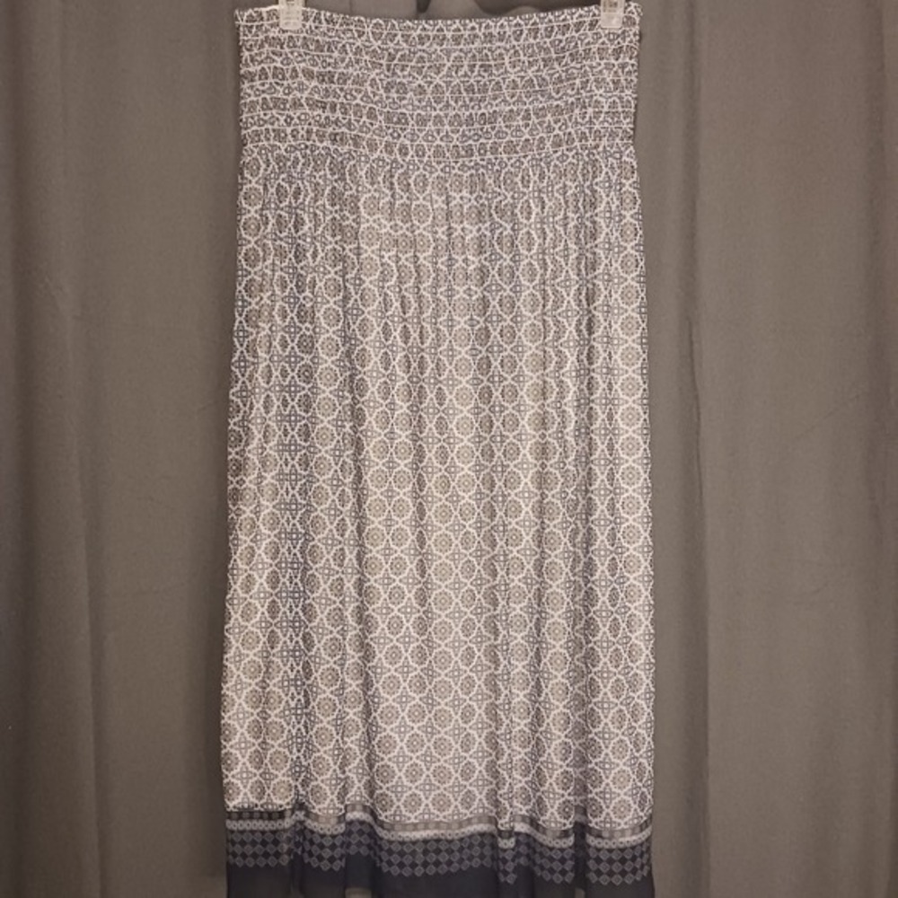 Smocked Maxi Skirt Bohemian Print Long Skirt Summer Beach‎ Skirt